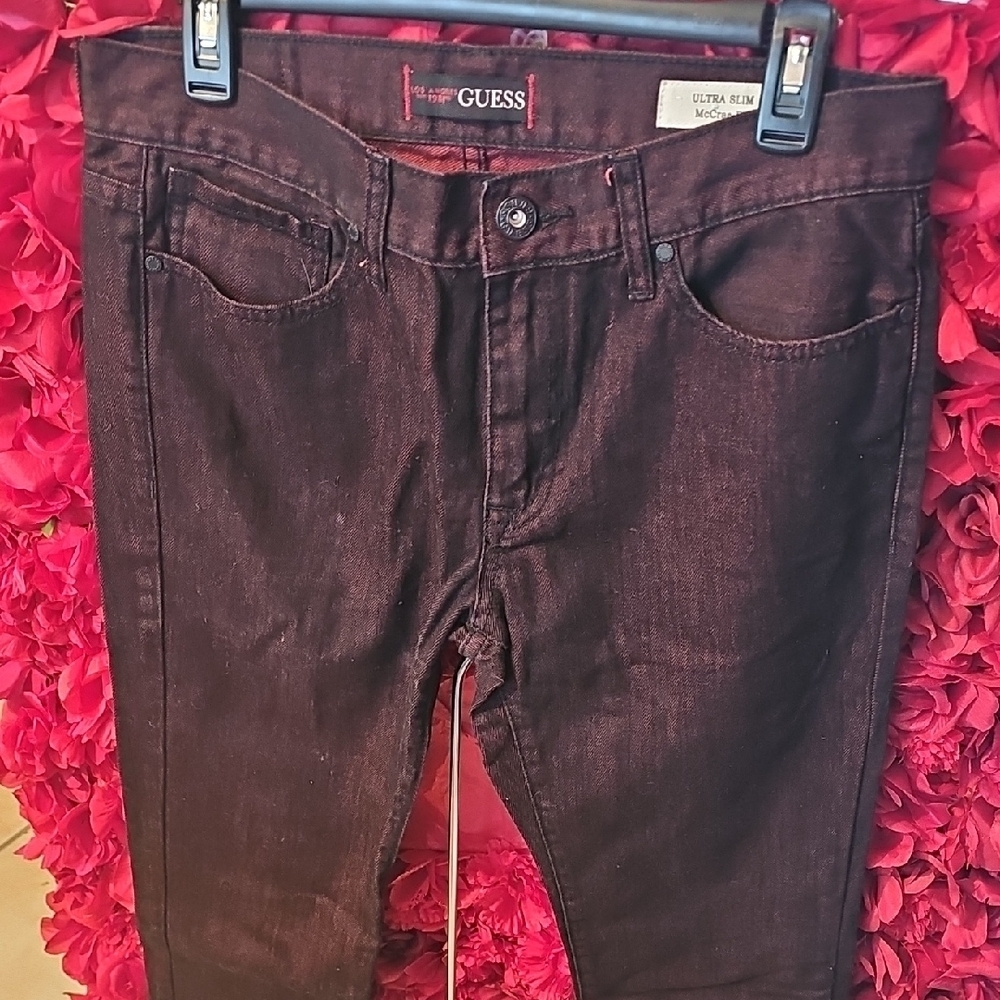 GUESS Men's Burgundy Ultra Slim Fit Jeans Size 32/32 LIKE NEW